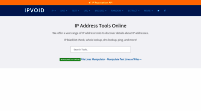 Welcome to Ipvoid.com - IP Address Tools, Network Tools, DNS Tools | IPVoid