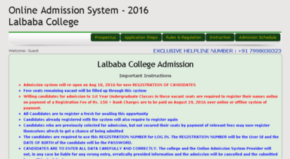 lalbabacollegeadmission.org