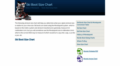 Ski Boot Size Conversion Chart