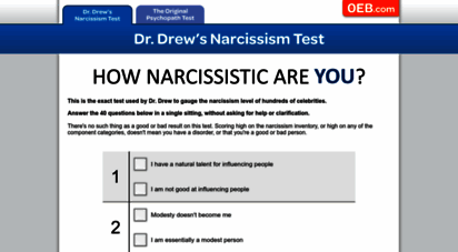 0eb.com - take dr. drew´s online narcissism test
