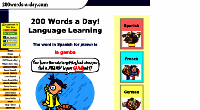 200words-a-day.com - 200 words a day! spanish, french, german, italian, welsh vocab builder.