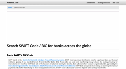 a1feeds.com - bank routing number, ifsc code, micr code, bank swift code, uk bank details, sort code, bsb numbers