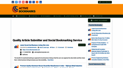activebookmarks.com - free online bookmarks, social bookmarking and dmoz directory listing manager  easy content submitter service of web bookmarks