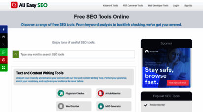 alleasyseo.com - all easy seo - 100 free seo tools