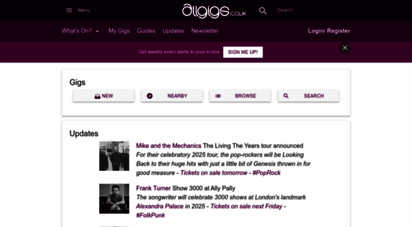 allgigs.co.uk - allgigs.co.uk - tickets, gigs, comedy, theatre, clubbing, dance, arts across the uk and ireland