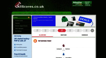 allscores.co.uk - free live football scores and results