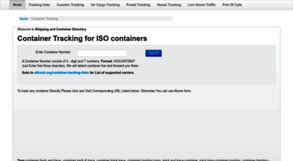alltrack.org - container tracking for iso containers, sea cargo tracking, cargo tracking, container specification, check digit calculator, container number validator, container dimensions and more - shipping and container directory