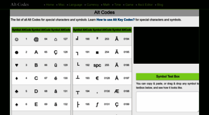 alt-codes.net - alt codes list of alt key codes symbols