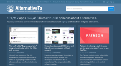 alternativeto.net - alternativeto - crowdsourced software recommendations
