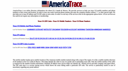 americatrace.com - us mobile trace - trace mobile number location - trace zip code - ip address  americatrace.com