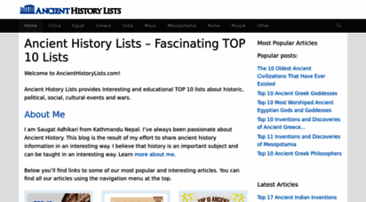 ancienthistorylists.com - ancient history lists - interesting top 10 lists