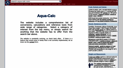 aqua-calc.com - online conversions, calculations and formulas