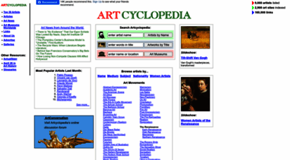 artcyclopedia.com - art cyclopedia: the fine art search engine