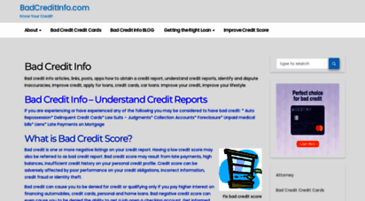 badcreditinfo.com - bad credit info improve credit reports  2nd chance banks