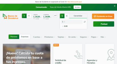 bancocci.hn - banco de occidente, s.a.  honduras, centro américa