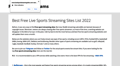 bestsportstreamingsites.com - best free sports streaming sites list 2021 - watch live sport streams