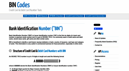 bincodes.com - bin - validate, verify, check, calculate & generate