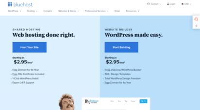 bluehost.com - best web hosting 2020 - domains - wordpress - bluehost