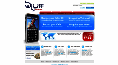 bluffmycall.com - bluff my call - change your caller id and voice from any phone
