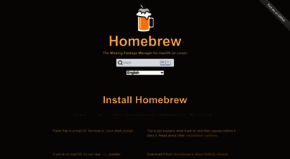 brew.sh - the missing package manager for macos or linux — homebrew