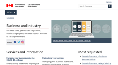 canadabusiness.ca - welcome page  page d´accueil