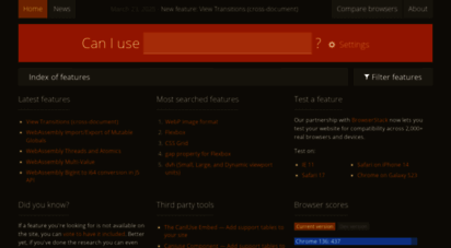 caniuse.com - can i use... support tables for html5, css3, etc