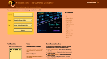 coinmill.com - currency exchange rate conversion calculator