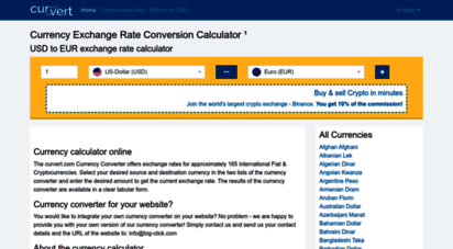 curvert.com - currency exchange rate conversion calculator