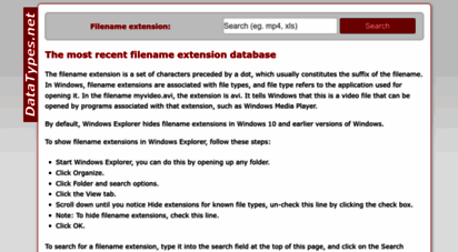 datatypes.net - the filename extension database  datatypes.net