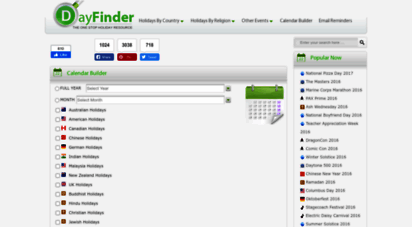 day-finder.com - day finder - find dates of upcoming holidays