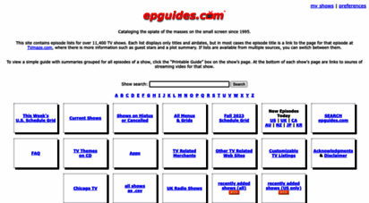 epguides.com - epguides.com  main menu page