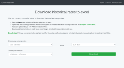 excelrates.com - download historical exchange rates from the ecb to excel