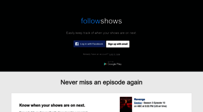 followshows.com - watch tv shows and know when your shows are next  followshows