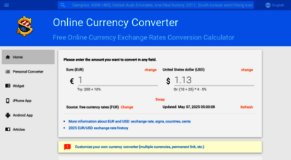 freecurrencyrates.com - free online exchange rates conversion calculator