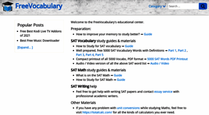 freevocabulary.com - sat vocabulary: sat words with definitions, parts of speech, sentences, meaning. also math practices