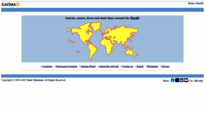gaisma.com - sunrise, sunset, dawn and dusk times around the world - gaisma