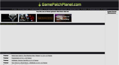 gamepatchplanet.com - gamepatchplanet - pc game cheats, codes, trainers, patch s, demos