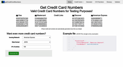getcreditcardnumbers.com - credit card numbers generator  get fake credit card numbers for testing purposes