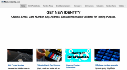 getnewidentity.com - generate get change new identity, credit card numbers validator
