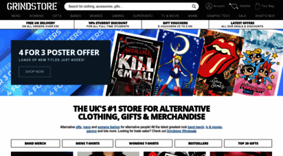grindstore.com - grindstore: alternative clothing and merchandise uk store - bands, movies, gaming, anime and superhero clothing, gifts and accessories