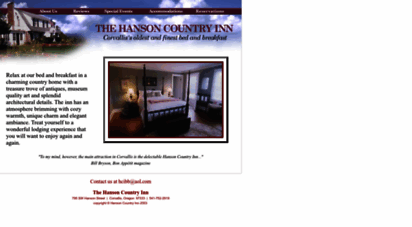 hcinn.com - the hanson country inn - bed and breakfast lodging in corvallis