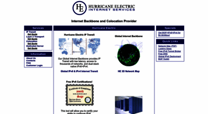 he.net - hurricane electric internet services - internet backbone and colocation provider