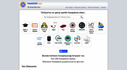 hesabet.com - her türlü hesaplama ihtiyacınız için web araçları