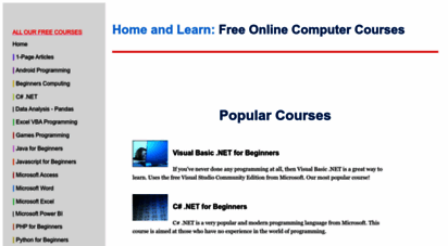 homeandlearn.co.uk - free beginners computer tutorials and lessons