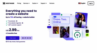 hostinger.com - hosting platform - go online with hostinger for only $0.99 now