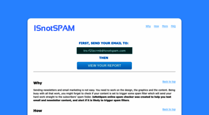 isnotspam.com - is not spam - online spam checker for newsletters and email marketing
