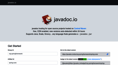 javadoc.io - free java doc hosting for open source projects - javadoc.io