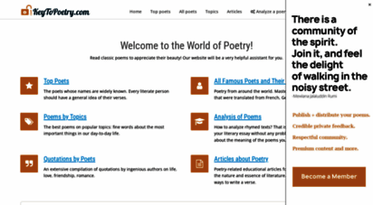 keytopoetry.com - classic poetry online: great verses and quotes examples of poem anlysis