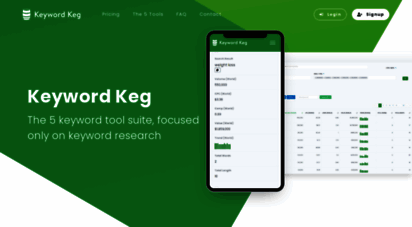 keywordkeg.com - suite of 5 keyword tools, focused only on keyword research