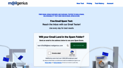 mailgenius.com - free email tester - email spam checker - email deliverability tester